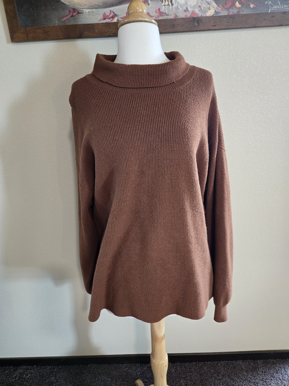 Free People Rust Brown Cowl Neck Sweater
